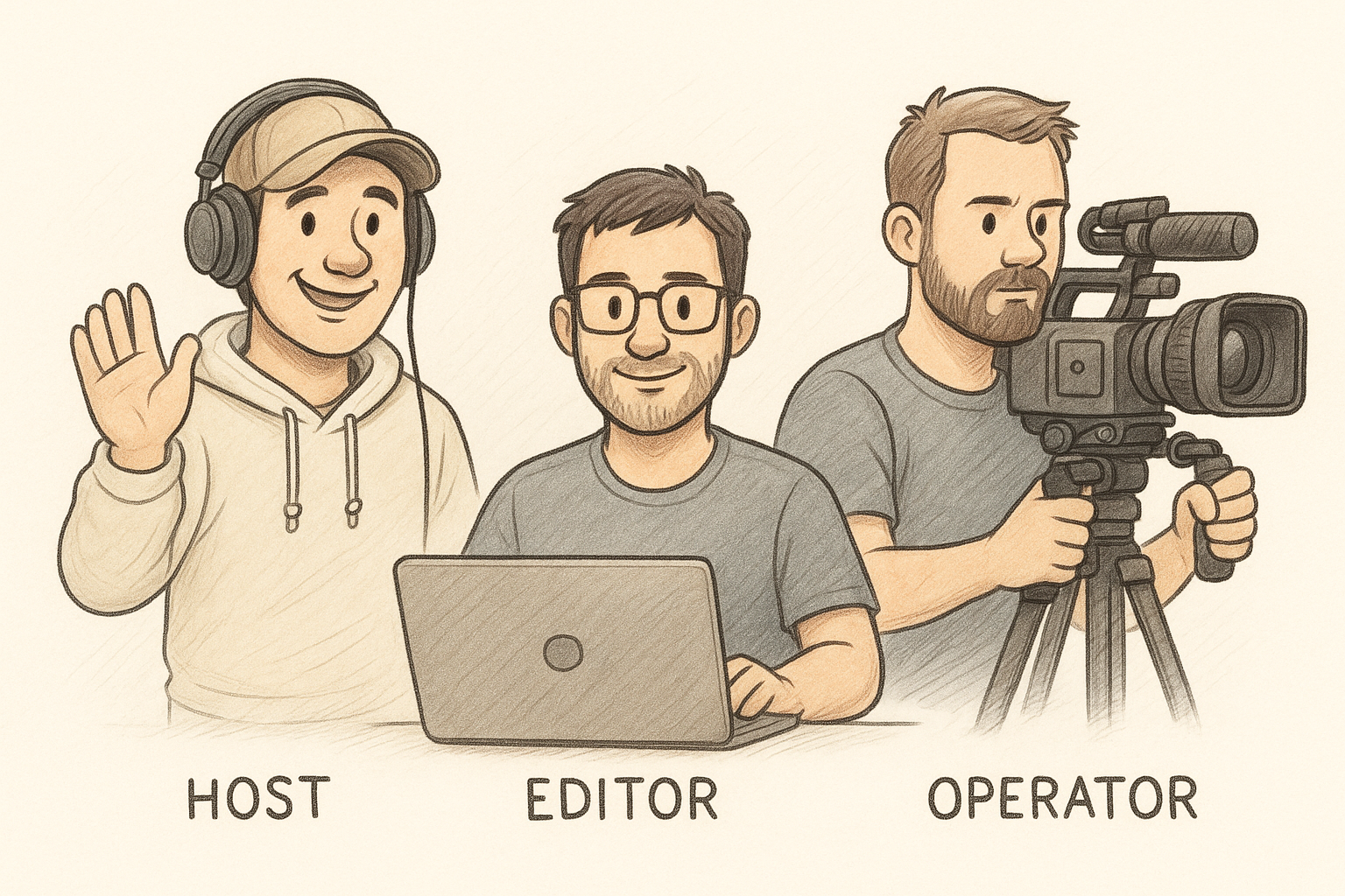 Breadlight team at work - Host, Editor, and Operator